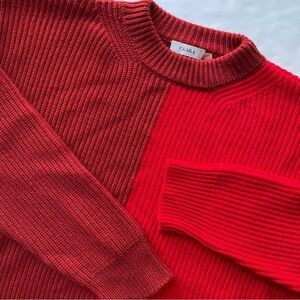 Vaara Wool Sweater Size Small Colorblock Two Tone Red Made in Italy